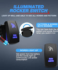 Blue Rock Lights Rocker Switch Kit With 5 Pin SPST On Off Toggle 20A 12V Blue LED Lights Easy Install Includes Jumper Wires