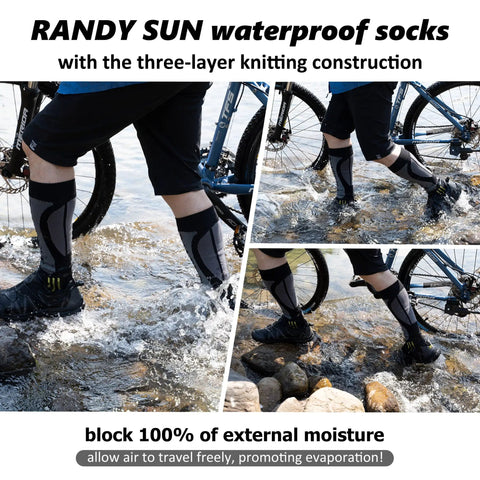 Waterproof Breathable Knee High Socks for Skiing Cycling Running Trekking and Fishing Unisex 1 Pair Grey in water by bike