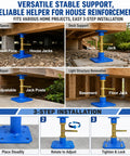 Heavy Hitter House Jacks For Permanent Leveling Built Like A Tank Adjustable Screw Support Post 10000lb in use for home projects.