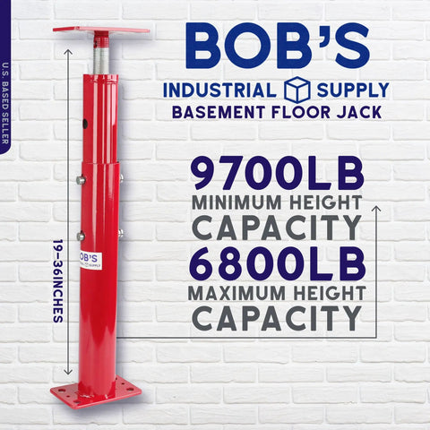 Beefy Basement Floor Jack 19 To 36 Inch Adjustable Support Beam Post For Home Lifts Joist Bracing, 9700 Lbs Max Capacity Screw Pole