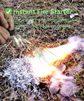 Using Emergency Fire Starter Kit With Pre Shaved Magnesium, 3.15 Inch Ferro Rod, And 4 Inch Waxed Rope for ignition