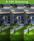 Solid 42 Inch Bronze LED Bollard Landscape Light With Hella Bright 3Cct Selectable Settings And 24 Watt Energy Saving Build for illuminating pathways at three dimming levels.