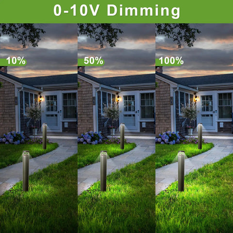 Solid 42 Inch Bronze LED Bollard Landscape Light With Hella Bright 3Cct Selectable Settings And 24 Watt Energy Saving Build for illuminating pathways at three dimming levels.