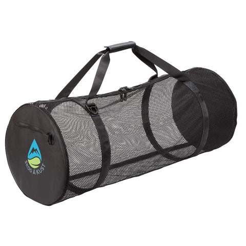 SCUBASak Collapsible Mesh Duffle Bag With Exterior Waterproof Pocket For Dive Gear And Travel, Lightweight 1.85 Lb, side view