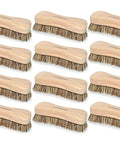 Heavy Duty Wooden Scrub Brush Set 12 Pack Stiff Palmyra Bristles For Tough Floors Tile Deck And Garage Grime Bulk Commercial Workshop Cleaning Supplies That Kick Serious Dust, displayed in a grid arrangement.
