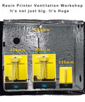 Beefy Size 3D Printer Enclosure With Ventilation Kit for FDM DLP SLA LCD Printers, showing interior space and printer arrangement.