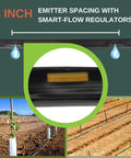 Close-up of Pro Grade Drip Irrigation Tape Roll 1640 Ft Five Eighths Inch With Smart Regulator, showing emitter spacing.