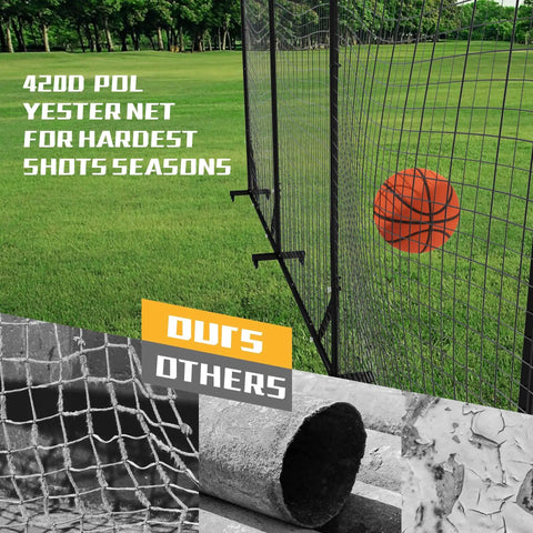 Heavy Duty Ball Stop Net System 40Ft By 12Ft 2 In 1 Portable Backstop Net for Multi Sport practice with basketball