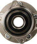 Front view of a Wheel Bearing And Hub Assembly For Kia Sorento And Hyundai Santa Fe Rondo Models, OE grade hub kit.
