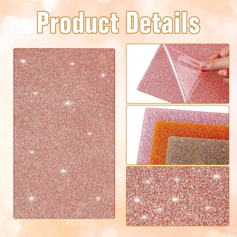 Amyhill 3pc glitter acrylic sheets, 1/10 inch thick, assorted glitter colors, 6.3 x 11.4 in for laser cutting