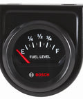 Style Line 2 Inch Fuel Level Gauge Electric Black Dial Face Black Bezel Backlit 12V Negative Ground Requires Fuel Level Sender SP0F000013 Includes Mounting Hardware Fits 2.0625 Inch Opening black fuel level gauge front view