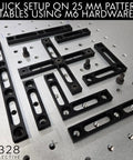 Bombproof Galvo Laser Fence Kit 8 Piece Alignment Fixture For 25mm Pattern Tables showing precise M6 hardware setup.