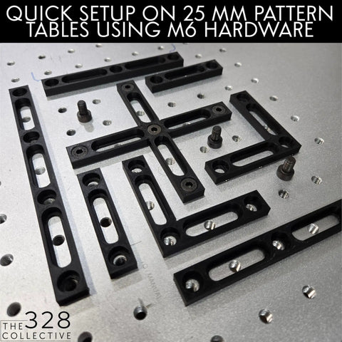 Bombproof Galvo Laser Fence Kit 8 Piece Alignment Fixture For 25mm Pattern Tables showing precise M6 hardware setup.