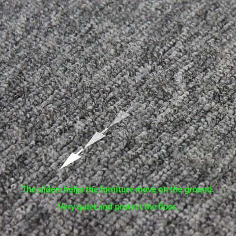 Heavy Duty PTFE Furniture Sliders 24 Pack Screw On Stainless Steel Glide Pads 7 8 Inch Base on carpet, aiding quiet furniture movement.
