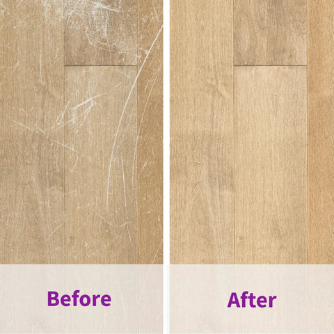 Before and after using Floor Restorer And Polish Fills Scratches And Restores Shine Without Sanding For Hardwood Laminate Vinyl Tile