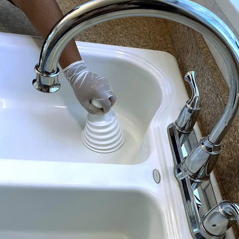 Mighty Tiny Plunger for Tight Bathroom and Kitchen Sinks, RV Ready, No Fuss Quick Unclogs With Patent Pending Design for Maximum Push Pull Action in Narrow Drains, Compact Tool to Clear Clogs Fast, White