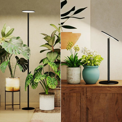 Full Spectrum Grow Light For Indoor Plants, All Metal Standing Floor Lamp With Tray, 10 Level Dimmable Brightness, 69 Inch Height Adjustable, Top Notch LED Plant Light For Seed To Flower, Ideal For Tall Small Houseplants