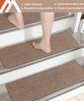 Non Slip Stair Treads Carpet Mats 28 By 9 Inches Indoor Stair Runners For Wooden Steps Teal 10 Pack With 100 Percent Polyester And TPE Backing Safe For Kids And Pets Floor Protection in use on wooden stairs