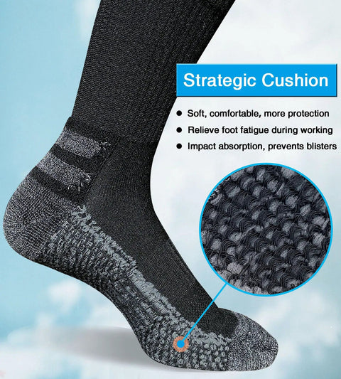 Men's Crew Work Boot Socks With Thick Cushioned Padding For All Day Comfort And Shock Absorption Moisture Wicking Detail