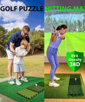 Tri Turf Golf Hitting Mat With Thick EVA Foam Base And Tri Turf Tiles for backyard practice with golfer and child