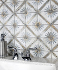 Harmonia Marrakech Blue 13x13 Ceramic Tile For Floor And Wall Use, Glazed With Subtle Texture And Low Sheen, PEI IV Rated backsplash
