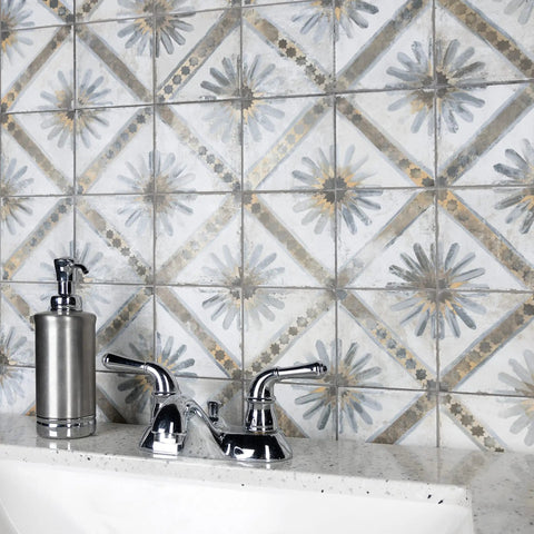 Harmonia Marrakech Blue 13x13 Ceramic Tile For Floor And Wall Use, Glazed With Subtle Texture And Low Sheen, PEI IV Rated backsplash