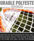 Close-up of the Quikset net and reinforced frame of the Official 6x6 Lacrosse Goal With Quikset Net Attachment For Quick Setup.