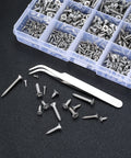595 Pcs Self Tapping Screws Assortment Kit With Flat Head Phillips Drive For Wood And Metal, M2 M3 M4 Stainless Steel Screws