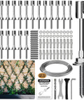Outdoor Wire Trellis Kit For Climbing Plants, 20 Piece Wall Trellis System With 5/64 Inch 98 Foot Stainless Steel Cable, T316 Espalier