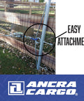 32-Inch Woven Wire Fence Stretcher With 3-Hook Bar Pro-Grade Galvanized Steel Construction attached to chain link fence