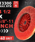 Ceramic Flap Discs 4-1/2 Inch For Angle Grinder 5/8-11 Thread 40 Grit Type 29 Heavy Duty Flap Sanding Disc For Stainless Steel And Metal