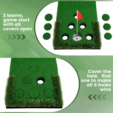 Indoor Outdoor Putt Putt Golf Game Set With Two Adjustable Two Way Putters From 21 To 37 Inches, Two Balls, Two Cups And Flags, Portable Backyard Party Office Golf Game For Young Adults Fathers And Golfers, Left And Right Hand Friendly in use with grass mat and flag