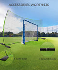 Backstop Net 20 Feet By 10 Feet For Lacrosse And Soccer Backyard Sports Barrier Netting with ball stop, sand bags, ground stakes