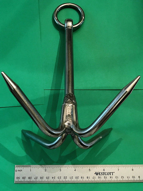 Stainless Steel 316 Hook Anchor Grappling Hook Marine Grade For Boats And Docks 9.5 Inch One Piece Heavy Duty Construction