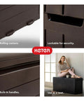 Features of 71 Gallon Outdoor Resin Storage Box For Patio Cushions And Throw Pillows, Garden Tools, Pool Floats, All Weather Brown Chest