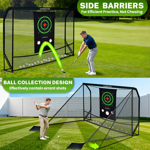 Practice Net For Real Golf Balls Heavy Duty 10x7ft Driving Range Net with Target, indoor outdoor use in backyard.