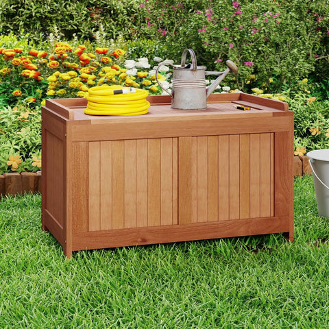 Wood Deck Storage Box 52 Gallon For Patio Cushions And Pillows Garden Tools Pool Accessories And Outdoor Gear Sturdy