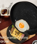 Nonstick Ceramic Cookware Set 16-Piece For Home And Camping Includes 9.5 Inch And 11 Inch Fry Pans with fried egg