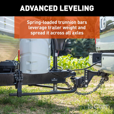 Trailer Mounted Weight Distribution Hitch With Sway Control And Quick Connect For Easy Hitching Two Point System in use