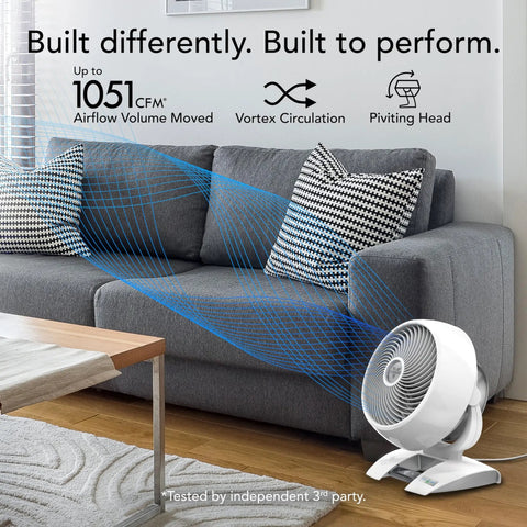 Medium Air Circulator White Floor Fan With Brushless DC Motor And Variable Speed Control Runs Buttery Smooth To Keep Your Home Cool And Slash Utility Costs Without Breaking The Bank Year Round