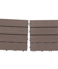 Wood Composite Interlocking Deck Tiles 12x36 Inches Indoor Outdoor Set Of 5 15 Sq Ft Light Brown Maple Wood Pattern Waterproof Drainable Open Grid Base Easy DIY Patio Backyard Pathway Upgrade displayed horizontally