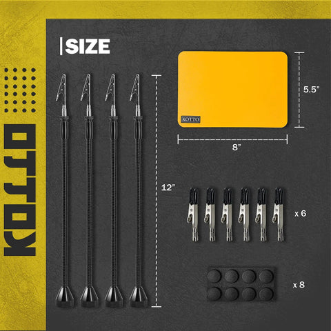 Image showing parts of Third Hand Soldering Tool With Four Magnetic Gooseneck Arms And Stainless Clips for PCB Holder Soldering