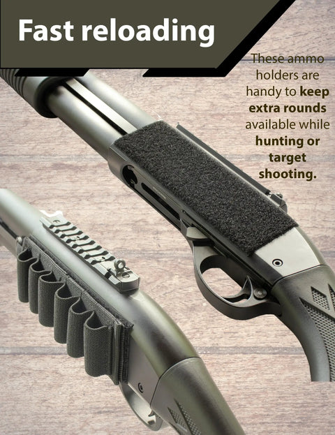 Six Pack 12 Gauge Shotgun Shell Holder Side Saddle Carrier for Stock with fast reload demonstration and adhesive backing
