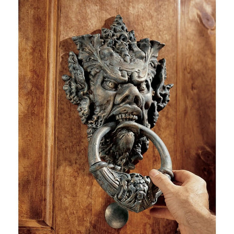Vecchio Greenman Authentic Iron Door Knocker In Verdigris Hand Finished Cast Iron With Vintage Bronze Look Rustic Home Accent That Pops Durable Door Accessory Also Doubles As Towel Rack Or Curtain Tieback