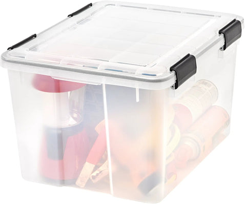 Heavy Duty 47 Quart Plastic Storage Bin Sets With Secure Snap Lids Rock Solid Weatherproof Totes For Kitchen Pantry Closet Organization Airtight Seals Keep Your Stash Bone Dry In This Real Deal 6 Pack Haul