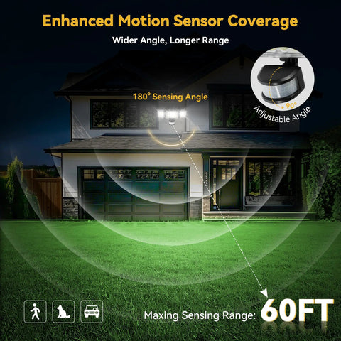 Hella Bright Solar Flood Lights With 168 Led Motion Sensor 3 Head Wide Angle Mount Rock Solid Ip65 Waterproof Security Spots For Yard Heavy Duty Three Mode Light Black Two Pack
