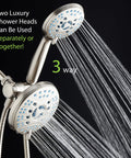 High Pressure Handheld And Rain Shower Head Combo With Anti Clog Jets 3 Way 50 Mode System 8 Setting Hand Shower in use