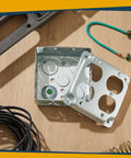 Eight-Pack 4x4 Metal Electrical Boxes Kit With Duplex Receptacles, 1/2 Inch Knockouts, 1-1/2 Inch Deep, 21 Cu In Capacity, Galvanized Junction Boxes With Ground Wires, Covers And Screws