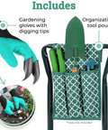 All In One Garden Kneeler And Seat With Knee Cushion And Flip Design For Comfortable Gardening shown with tool pouch and gloves