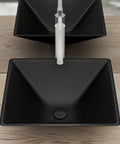 Claire 15.5 Inch Black Glass Vessel Sink For Above Counter Mount Durable Tempered Glass 1.75 Inch Drain Deep 5 3 16 Inch Basin